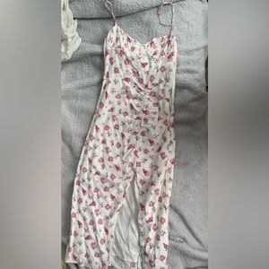 Zara white and pink floral dress